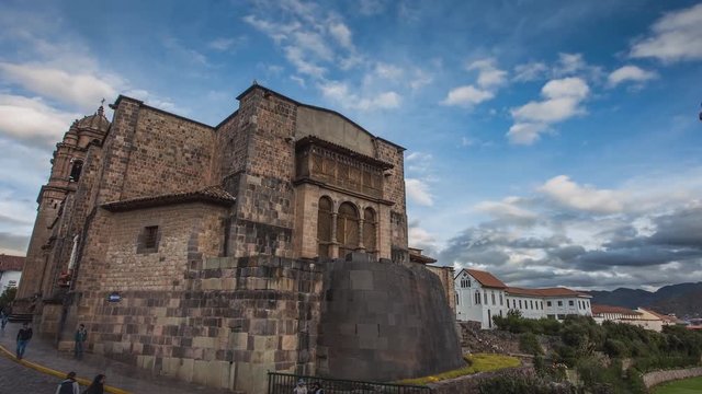 Qurikancha Temple also known as Church of Santo Domingo in Cusco, Peru (time-lapse)