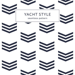 Simple chevron seamless pattern. Yacht style design. Striped geometric background. Template for prints, wrapping paper, fabrics, covers, flyers, banners, posters and placards. Vector illustration. 