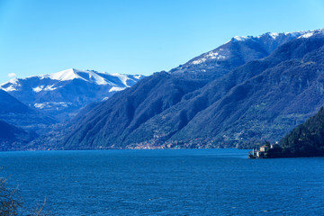 Winter landscape along the Como lake near Bellagio