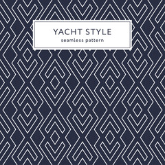 Geometric seamless pattern with outline rhombuses. Yacht style design. Elegant geometric background. Template for prints, wrapping paper, fabrics, covers, banners. Vector illustration.