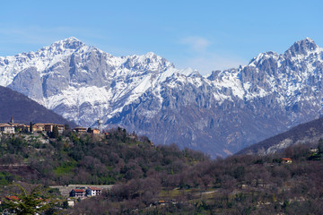 Winter landscape near Erba, italy