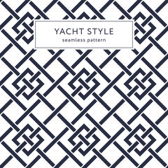 Geometric seamless pattern with crossing lines and rhombuses. Yacht style design. Elegant geometric background. Template for prints, wrapping paper, fabrics, covers, banners. Vector illustration.