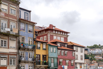 Fototapeta premium Colorful houses in Ribeira District old town of Porto in Portugal