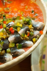 Salad with corn and sardines