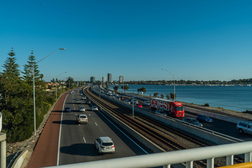 The perth freeway in the afternoon