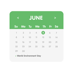 Calendar Page 5 June World Environment Day Ecology Protection.