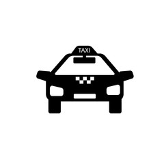 The car is a taxi. Black silhouette. Icon. Vector illustration