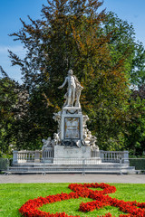 Wolfgang Amadeus Mozart Statue in Vienna Wien, Austria.
