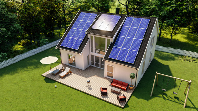 House with Solar Panel on roof