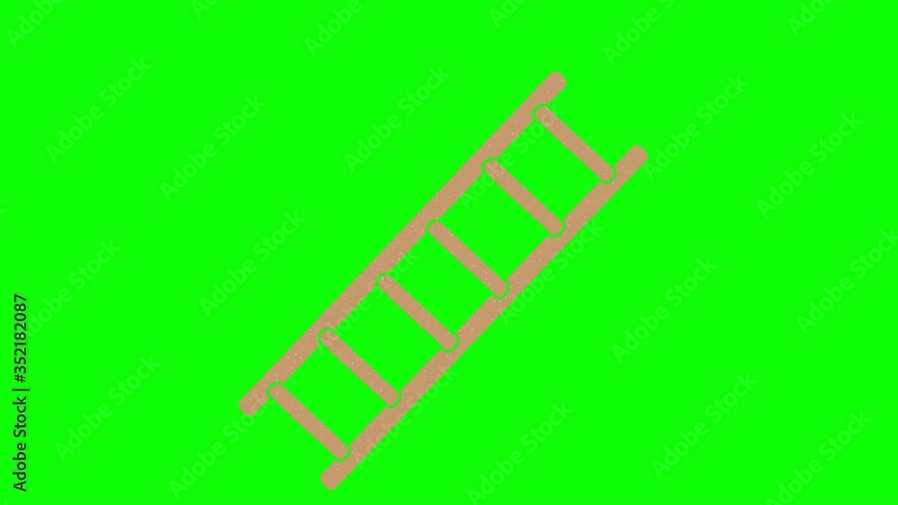 Poster bamboo ladder hand drawn green screen. floating loop animation