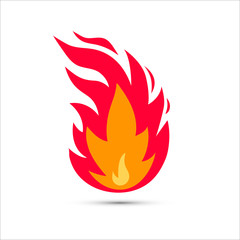 Vector fire flames sign illustration isolated. Simple illustration of fire in flat style