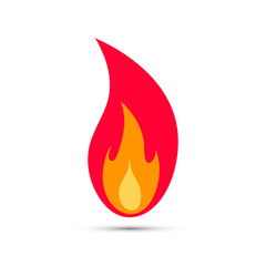 Symbol of fire isolated on the white background. Vector flame icon. Flat style