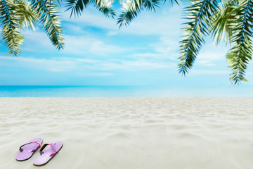 Hua Hin Thailand beach, Summer sea beach with waves, blue sunny sky and white sand. Sunshine on sea wave. Sea waves near beach. Tropical sea beach. Sea wave