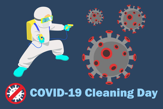 Clean CORONAVIRUS, Clean COVID-19 with Alcohol Spray, Wear suit to prevent infection, Clean and Kill Coronavirus to prevent Pneumonia, Stop Pandemic, Stop Deadly Disease, Stop Epidemics, Stay clean.