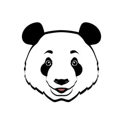 Cartoon vector panda face isolated on white background