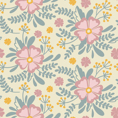 Vector seamless pattern with decorative stylizes flowers