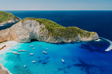 View of the shipwreck on the beach Navagio in Zakynthos, Greece