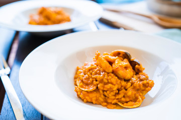 Delicious dish of typical sweet rice on a restaurant