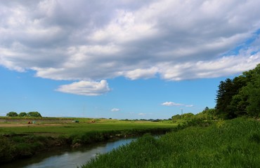 田舎　川　空　爽やか　風景　栃木