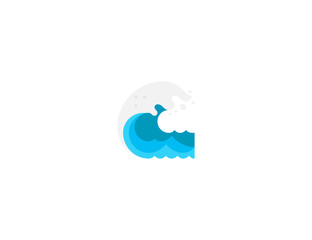 Water wave vector flat icon. Isolated sea, ocean wave emoji illustration 