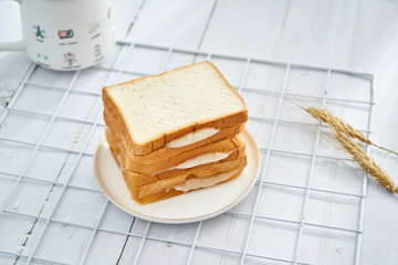 Delicious toast on a white plate