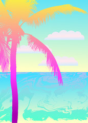 Fototapeta na wymiar Summer gradient silhouette palm tree leaf background. Vector illustration.