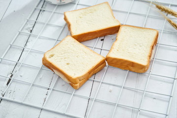 Homemade bread on a tablecloth during home social isolation