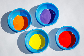 Coloured paints prepared for pinter with white background