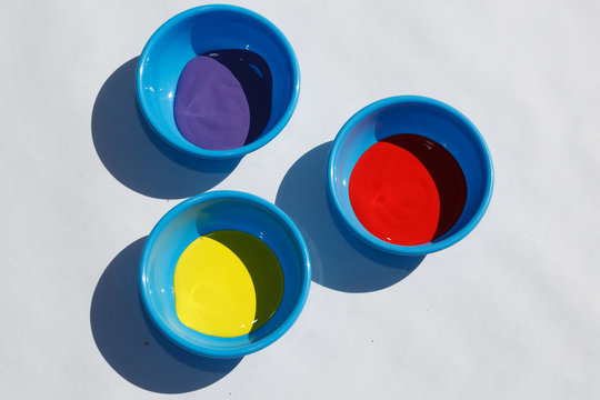 Coloured paints prepared for pinter with white background
