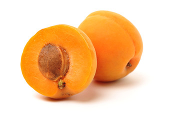 Fresh apricot fruits isolated on white background