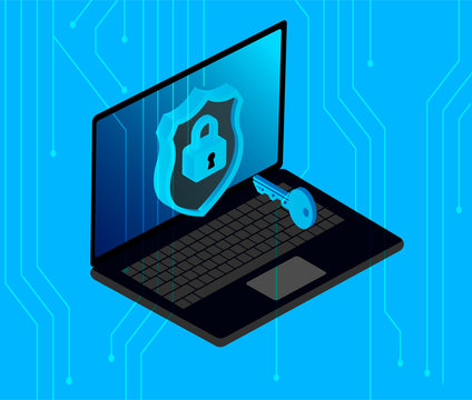 http and https protocols on shield. Safe and Secure https. Secured ssl shield and padlock symbols. http and https protocols on shield on laptop screen. 