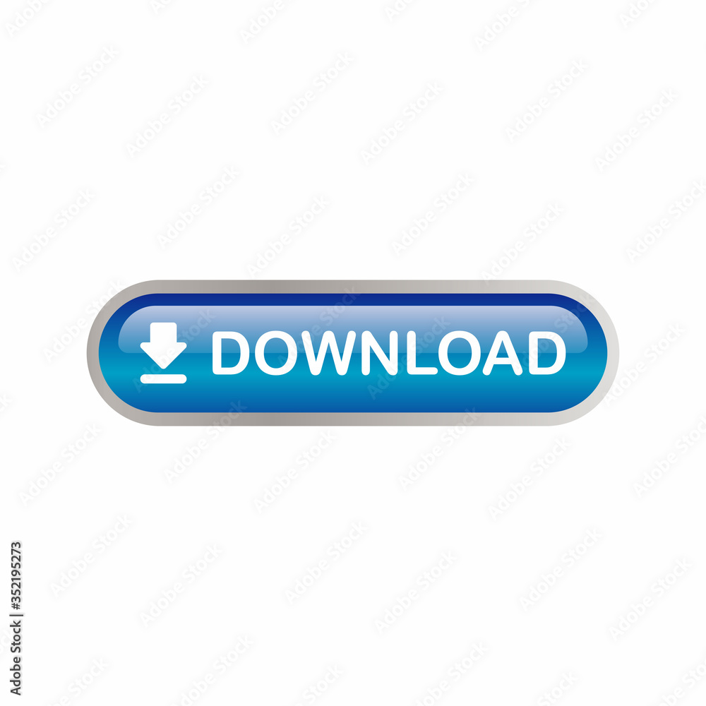 Poster vector of blue download button with glossy effect, web element download icon template design