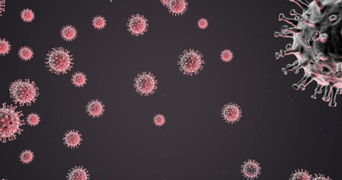 3D-Animation moving corona virus cells