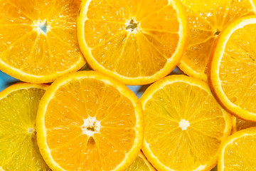isolated pieces of citrus fruit in the picture 
