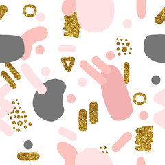 Abstract seamless pattern with gold sparkles.