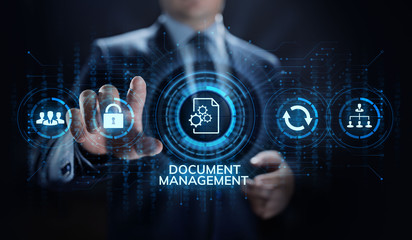 Document management system digital right management business technology concept.