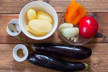 Step-by-step preparation of vegetable stew with potatoes and eggplant, step 1 - preparation of...
