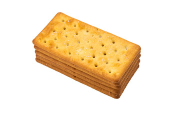 Cracker with salt isolated on white.