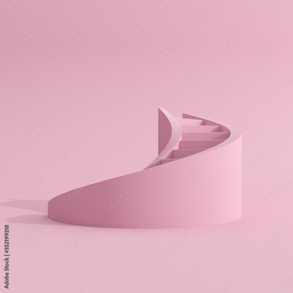 Poster Abstract mock-up scene in minimal style, Spiral staircase. 3D rendering.
