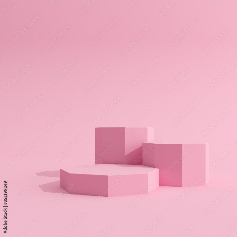 Aufkleber Abstract mock-up scene in minimal style, Podium with geometry form, Product presentation, pastel color object platform. 3D rendering.