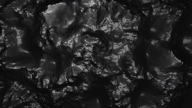 4k Abstract fluid Blck liquid water surface flow background,metals chemical oil materials smelting melting,shiny silk satin texture backdrop