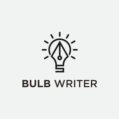 pen bulb logo. lightbulb icon