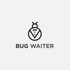 logo waiter bug. waitress icon