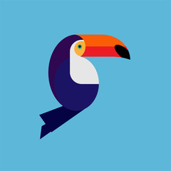 Toucan bird. Cartoon character. Colorful vector flat illustration