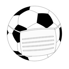 Fussball Illustration mit Mundschutz Konturen