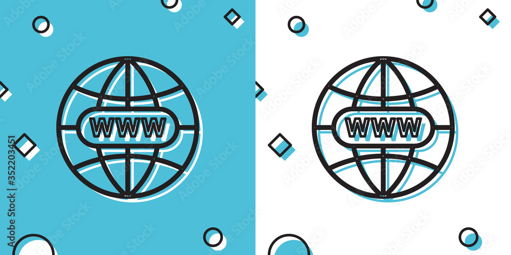 Poster black go to web icon on blue and white background. www icon. website pictogram. world wide web symbo