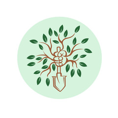 Plant the tree yourself. Logo. Poster. Vector image.
