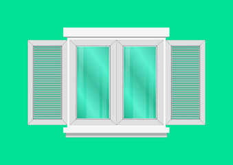 Vector collection of European style white windows. Interior and exterior elements