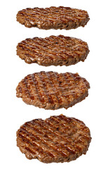 grilled burger meat on white background