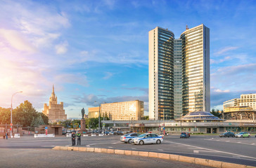 Fototapeta na wymiar Crossroads of New Arbat and Konyushkovskaya street. 